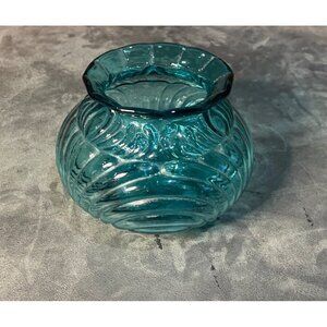 Fenton Art Glass Caprice 4 1/2" Rose Bowl in Teal Royale